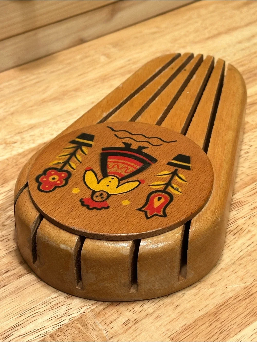 Vintage Hand-painted Yugoslavian knife block